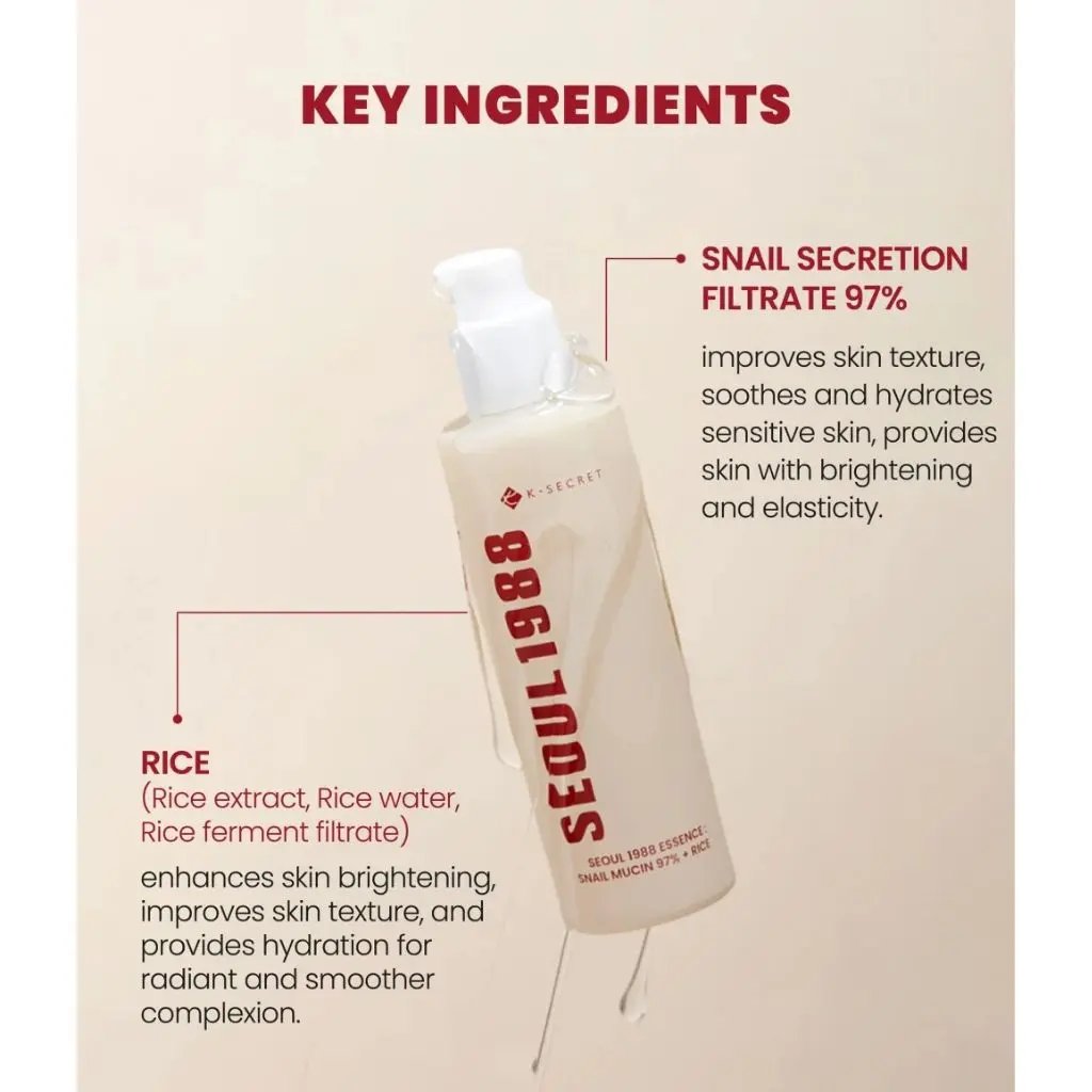 K-Secret - Seoul 1988 Essence: Snail Mucin 97 Percent + Rice 100ml