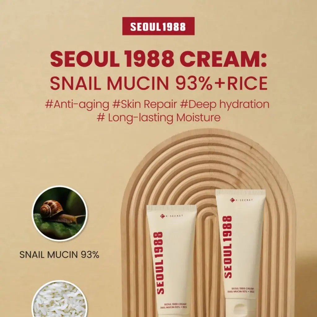 K-Secret - Seoul 1988 Cream: Snail Mucin 93 Percent + Rice 100ml