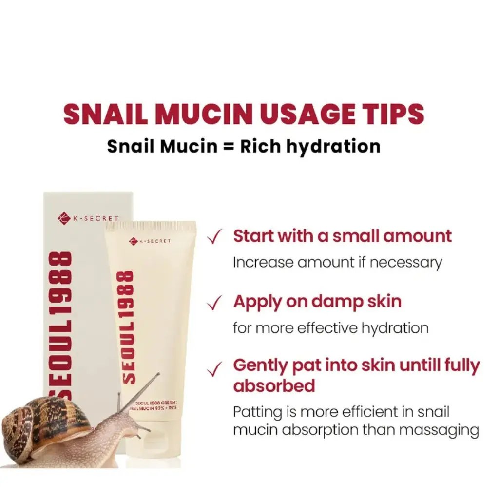 K-Secret - Seoul 1988 Cream: Snail Mucin 93 Percent + Rice 100ml