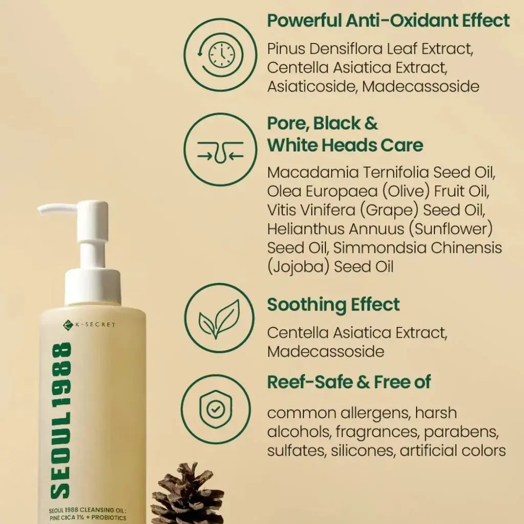 K-Secret - Seoul 1988 Cleansing Oil: Pine Cica 1% + Probiotics