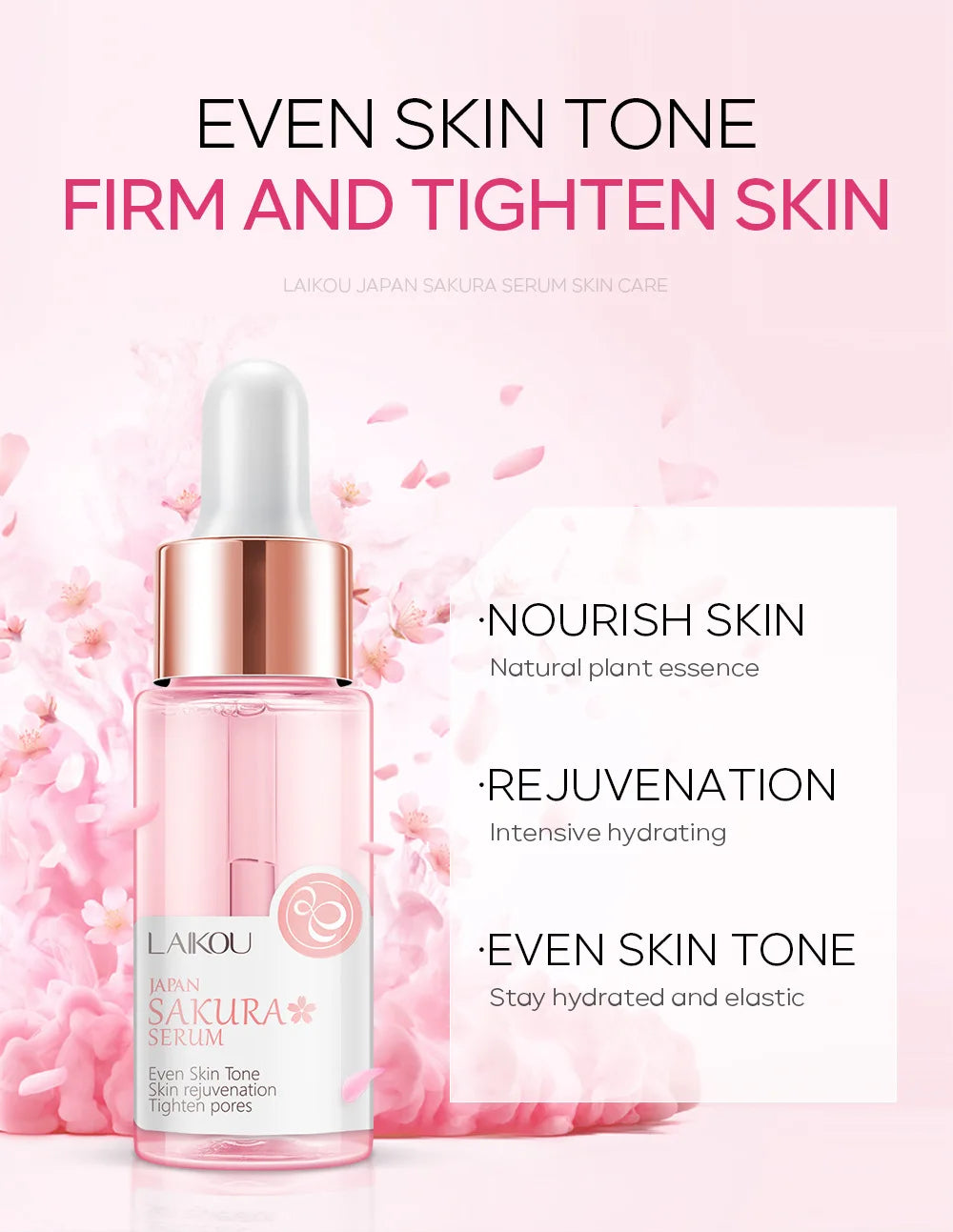 LAIKOU Sakura Face Essence Anti Wrinkle Serum Shrink Pores Anti-Aging Moisturizing Dry Skin Care 17ml or 30ml