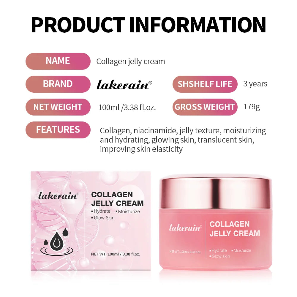 100ml Collagen Jelly Cream Niacinamide Tightening Soothing Moisturizing Anti-Aging Firmness Hydration Skincare 100ml Face Gel