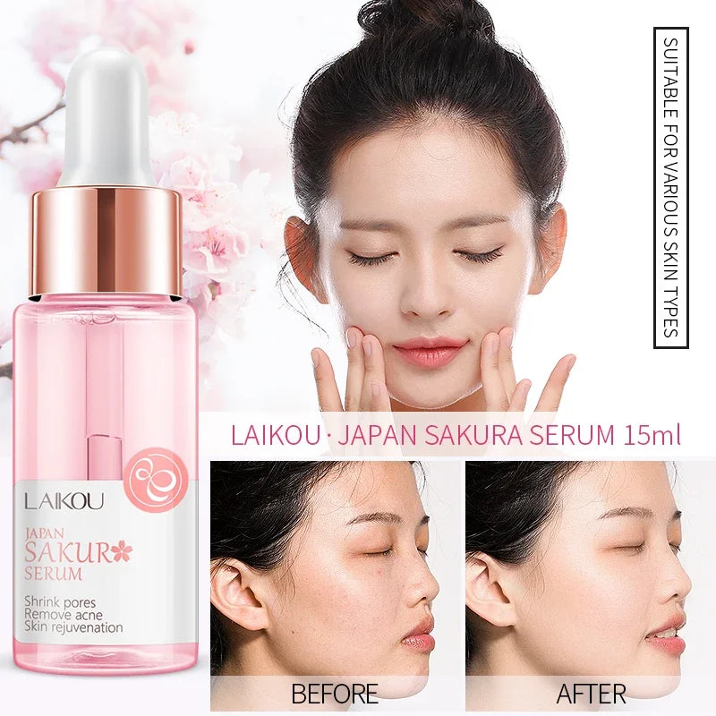 LAIKOU Sakura Face Essence Anti Wrinkle Serum Shrink Pores Anti-Aging Moisturizing Dry Skin Care 17ml or 30ml