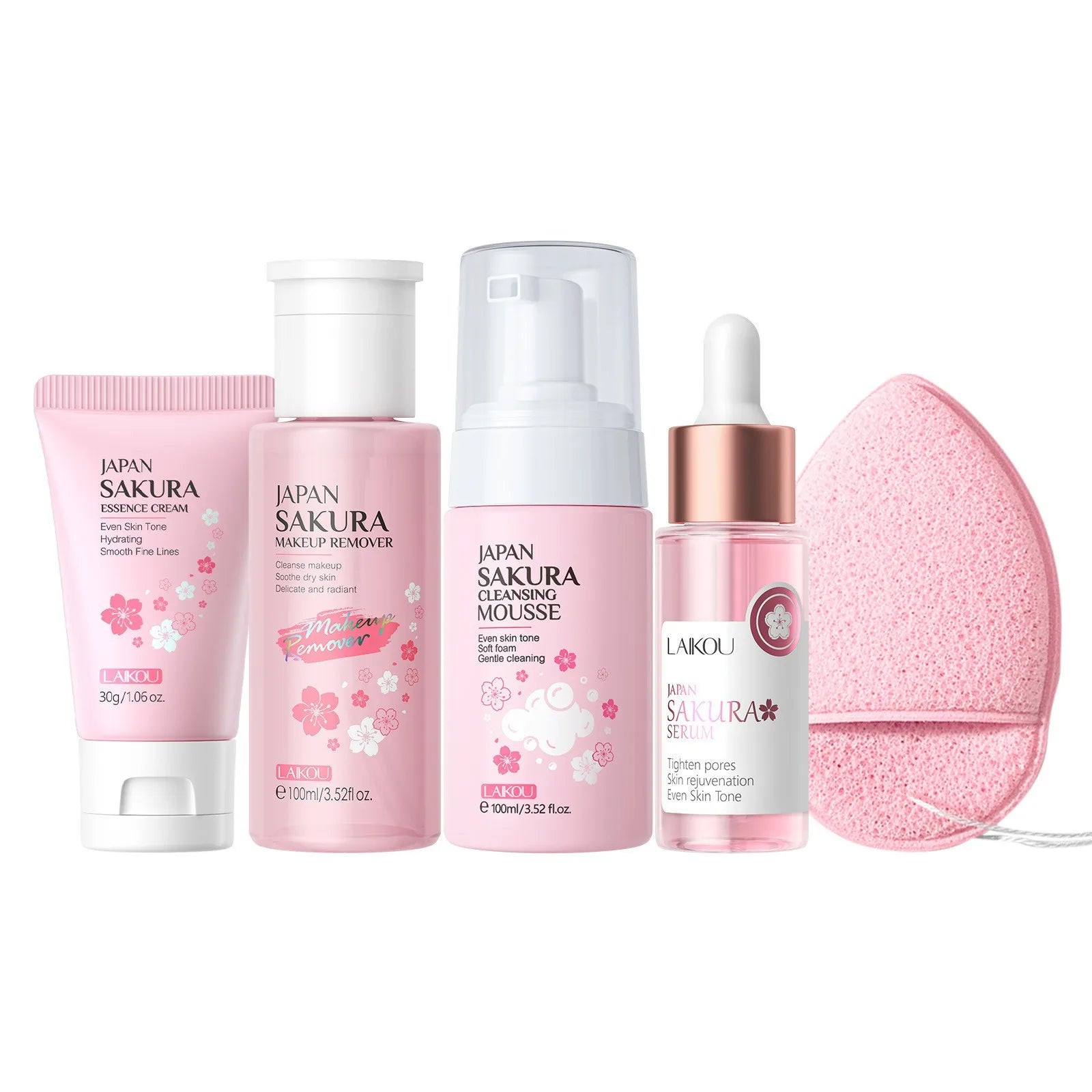 Sakura Skin Care Kit Hydrating Moisturizing Skin Care with Cleansing Pore Treatment and Sunscreen Cosmetic Skincare Korean