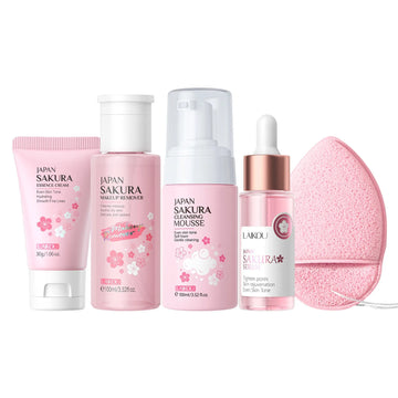 Sakura Skin Care Kit Hydrating Moisturizing Skin Care with Cleansing Pore Treatment and Sunscreen  Cosmetic  Skincare Korean