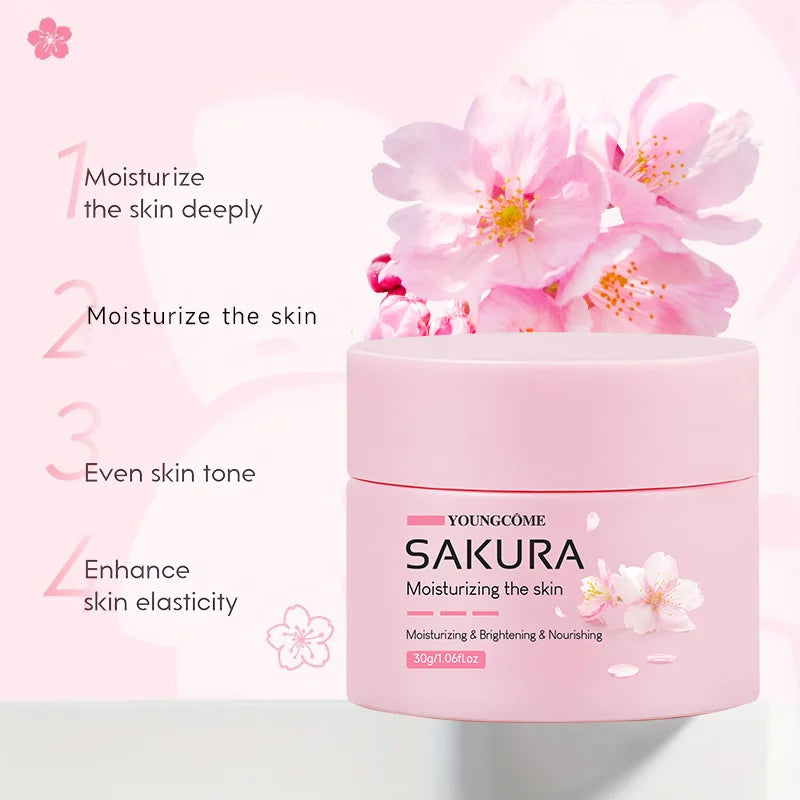 Sakura Essence Cream,Cherry Blossom Facial Moisturizer for Dry & Rough Skin,Anti Aging Face Lifting Nourishing Repair Collagen