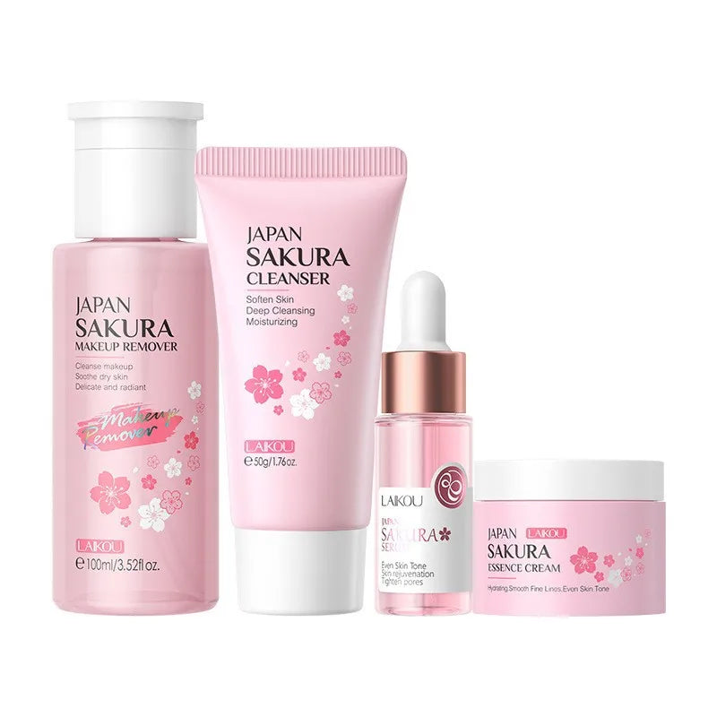 Sakura Skin Care Kit Hydrating Moisturizing Skin Care with Cleansing Pore Treatment and Sunscreen Cosmetic Skincare Korean