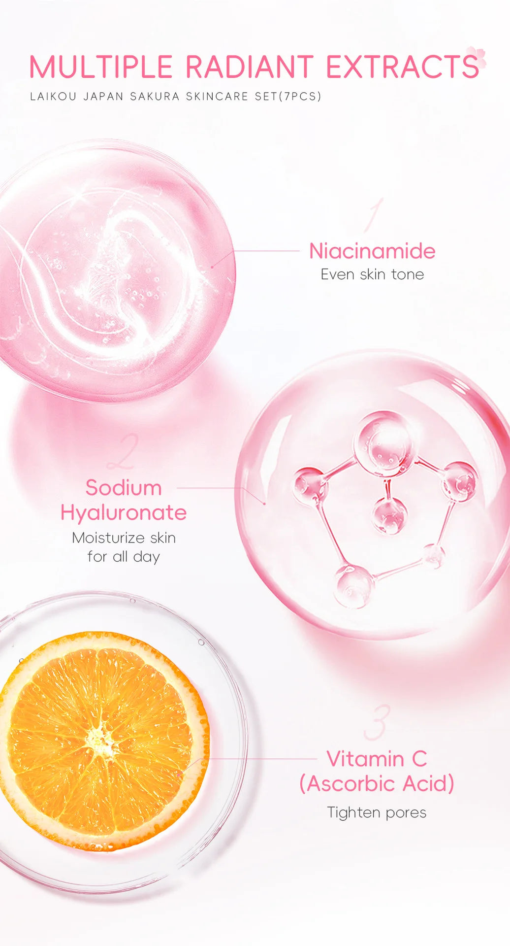 Sakura Skin Care Kit Hydrating Moisturizing Skin Care with Cleansing Pore Treatment and Sunscreen Cosmetic Skincare Korean