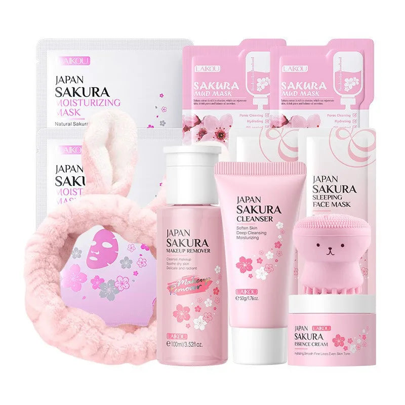 Sakura Skin Care Kit Hydrating Moisturizing Skin Care with Cleansing Pore Treatment and Sunscreen  Cosmetic  Skincare Korean