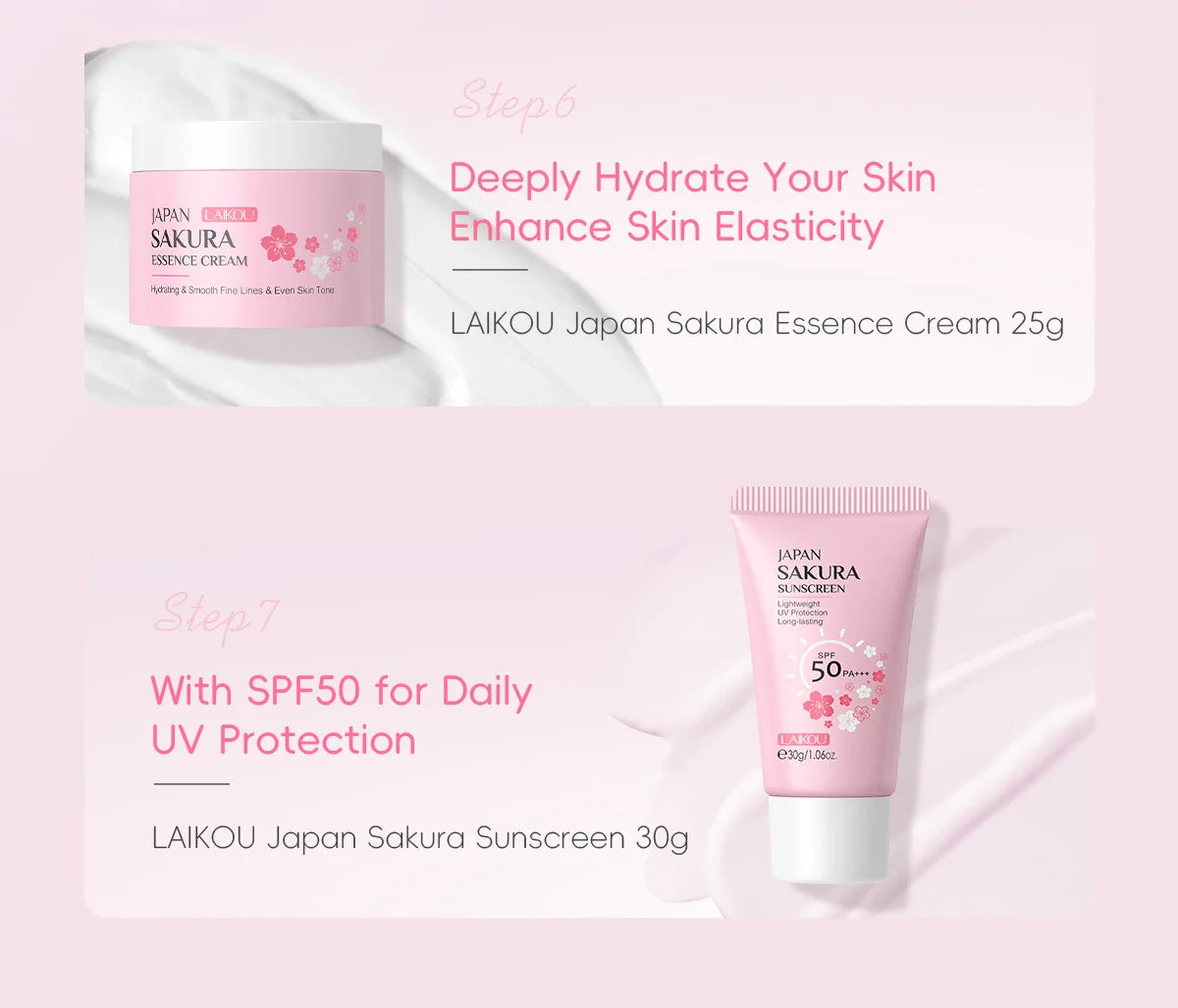 Sakura Skin Care Kit Hydrating Moisturizing Skin Care with Cleansing Pore Treatment and Sunscreen Cosmetic Skincare Korean